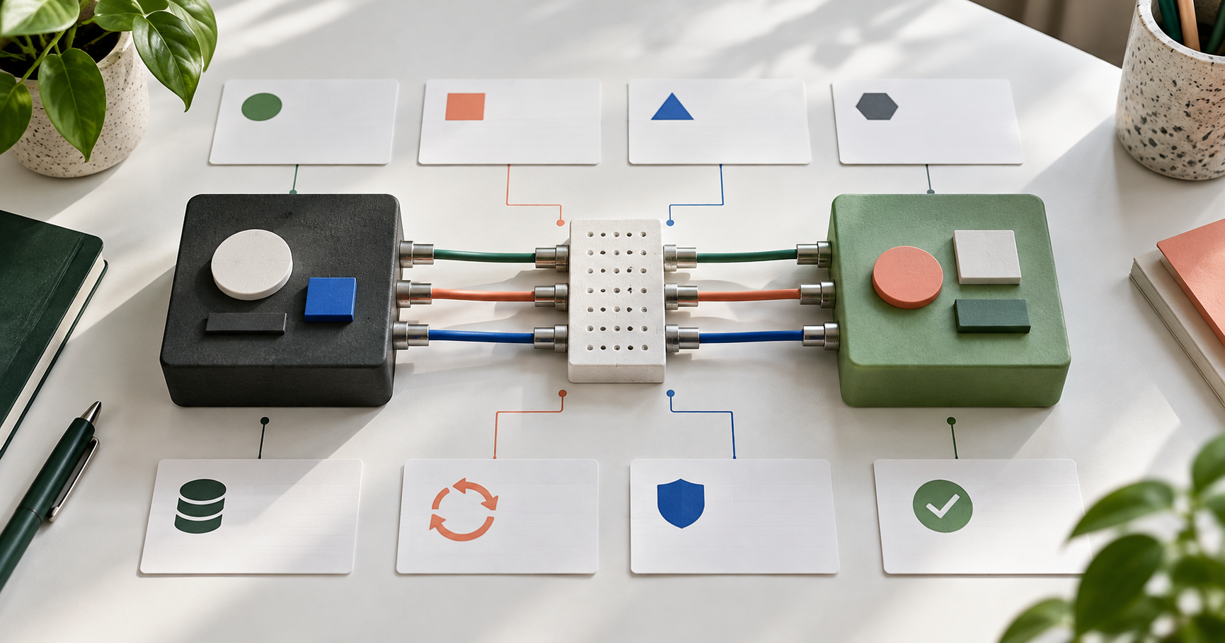 Two abstract business systems connected through a precisely planned interface