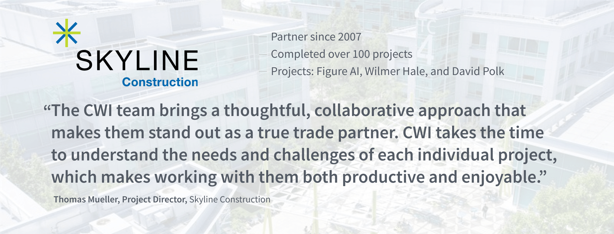 Skyline Construction client testimonial for Creative Window Interiors