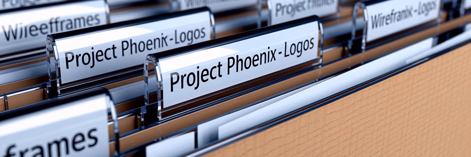 Neatly labeled folders for project organization.