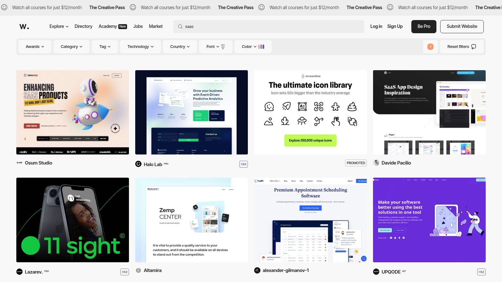 Awwwards SaaS Collection