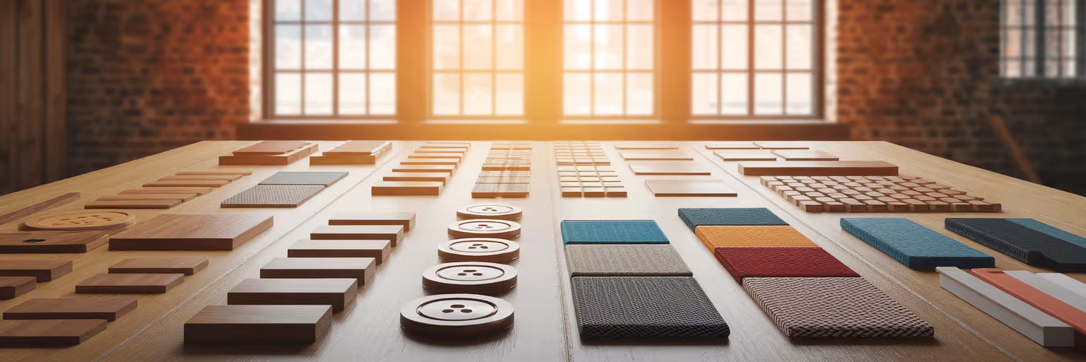 Organized design system components on workshop table