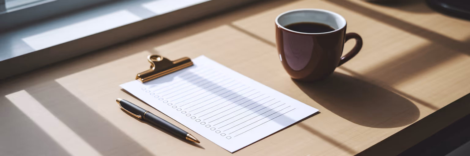 Simple paper to-do list on desk
