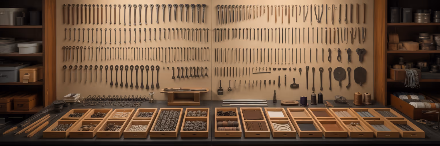 Artisan's workshop with neatly organized tools.