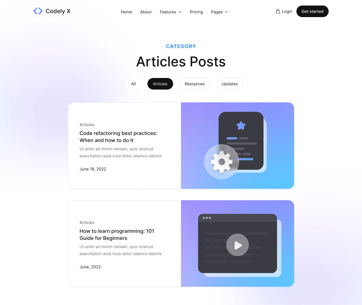 Codely X - Blog Category page - B2B SaaS Startup Webflow Template