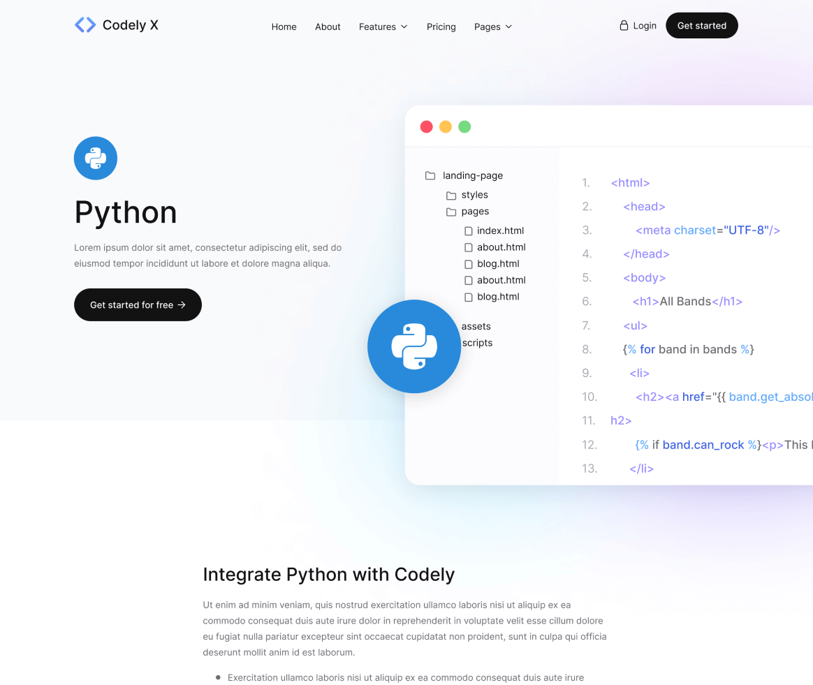 Codely X - Integartion Single page - B2B SaaS Startup Webflow Template