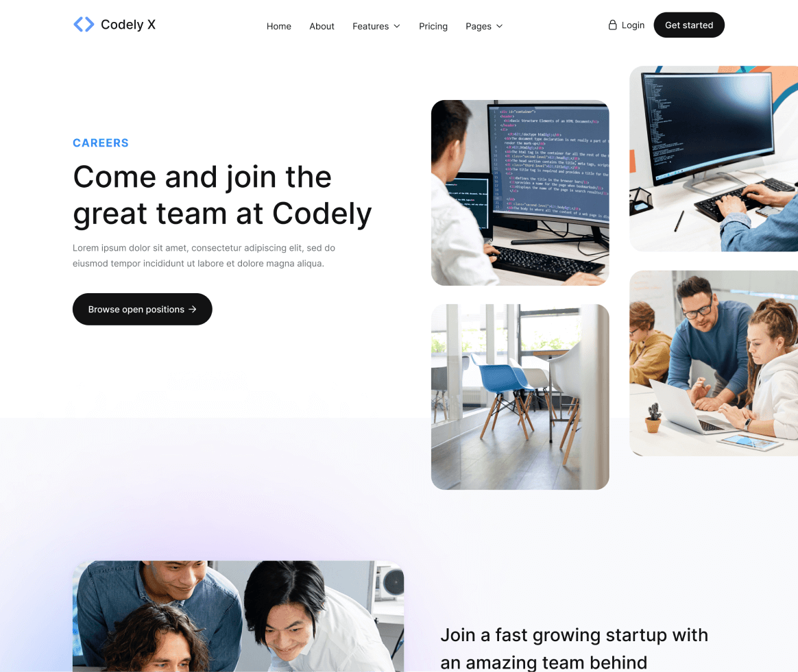 Codely X - Careers page - B2B SaaS Startup Webflow Template