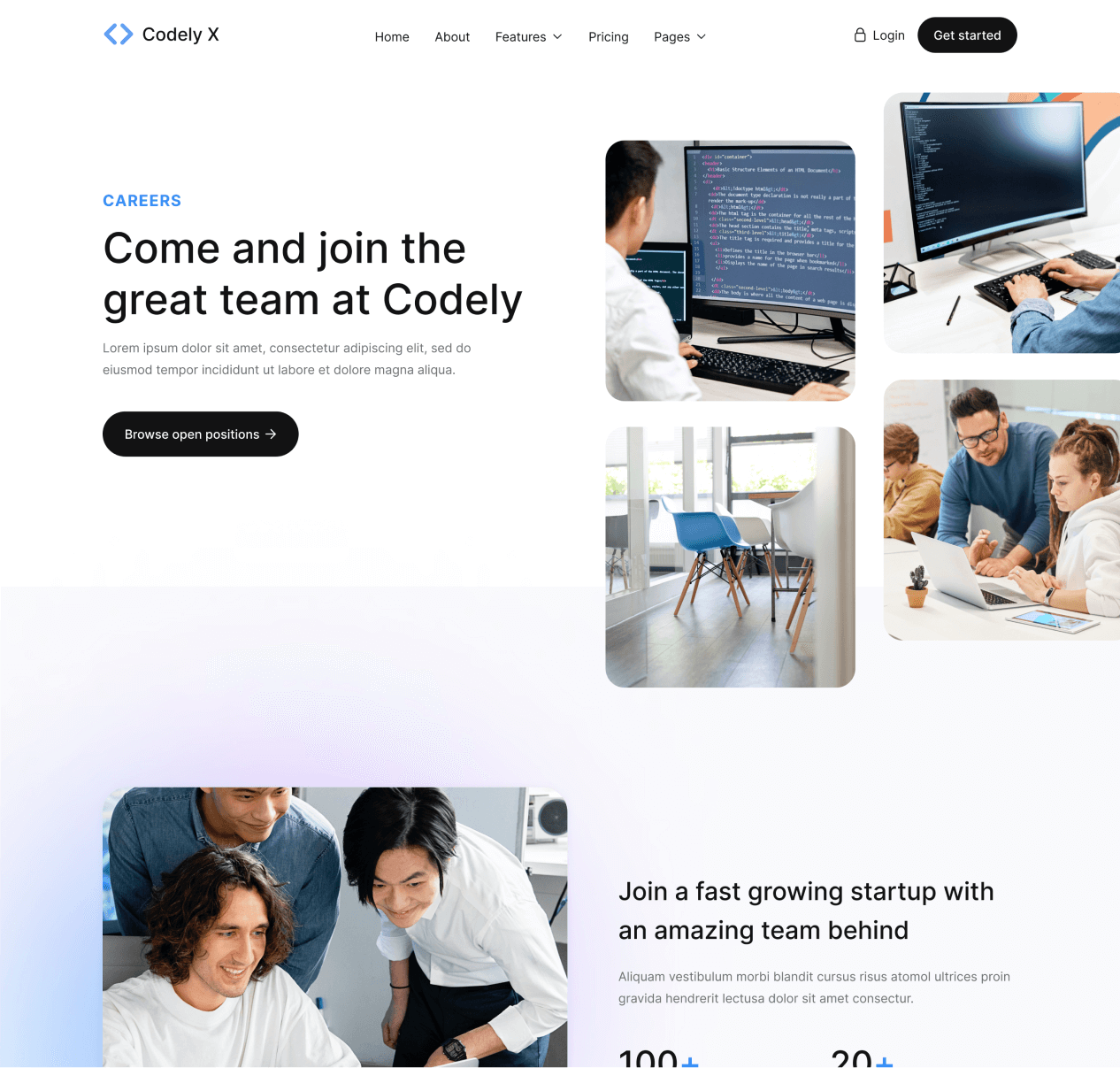 Codely X - Careers page - B2B SaaS Startup Webflow Template