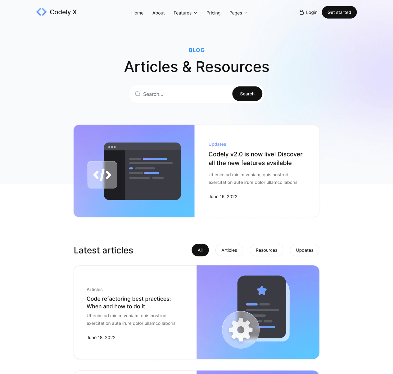 Codely X - Blog Category page - B2B SaaS Startup Webflow Template