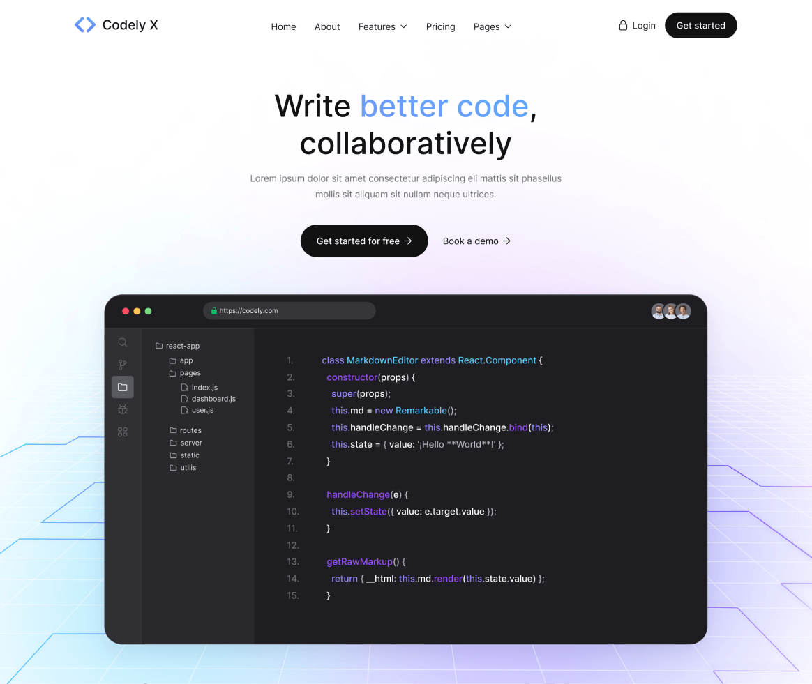 Codely X - Home page - B2B SaaS Startup Webflow Template