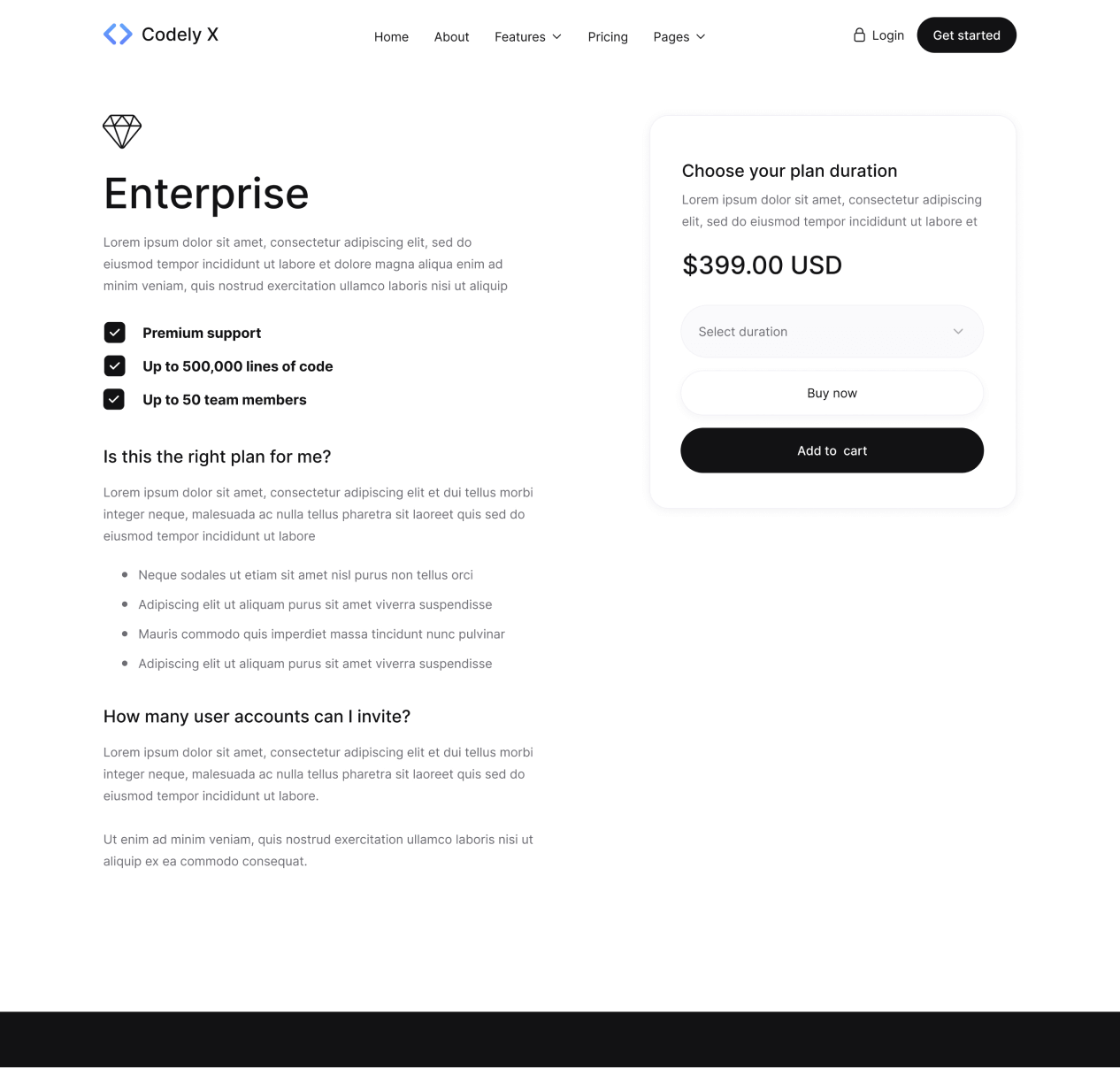 Codely X - Pricing Single page - B2B SaaS Startup Webflow Template