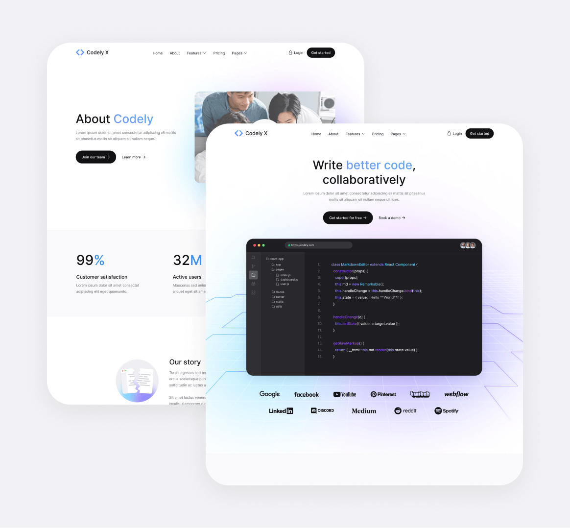 Codely X - 20 Pages Included - B2B SaaS Startup Webflow Template