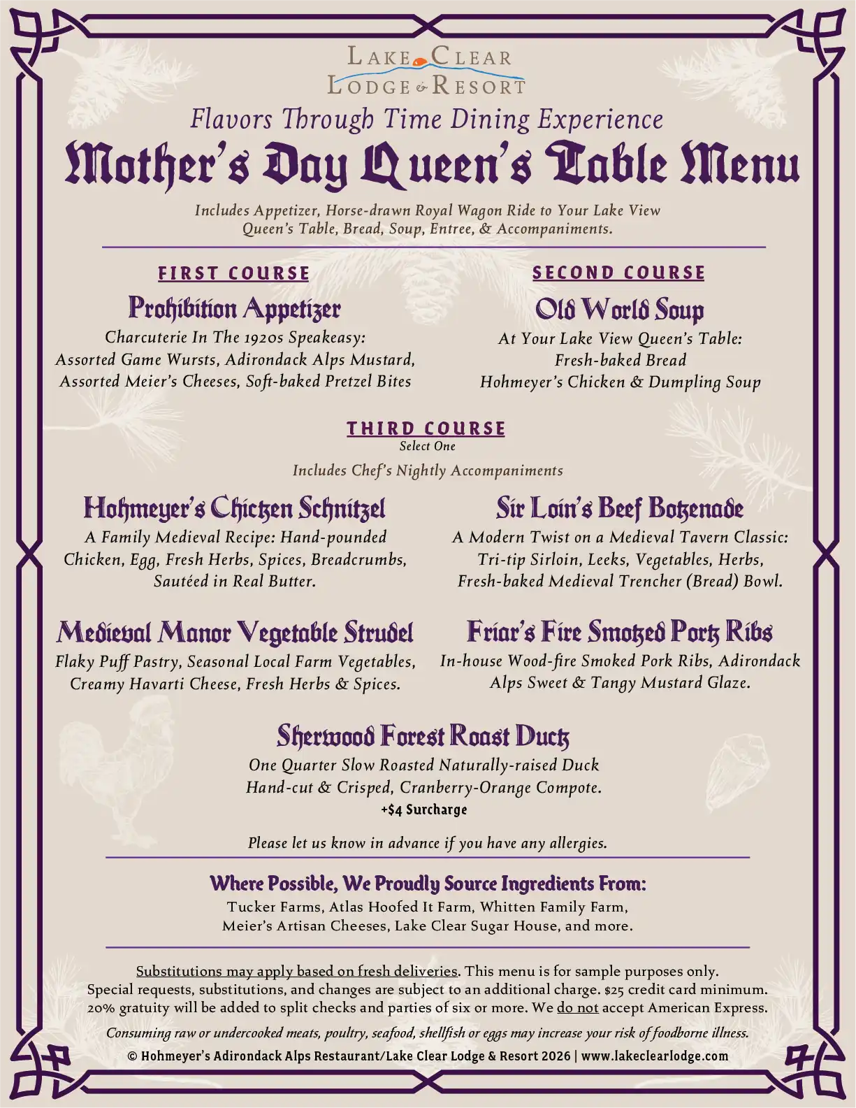 Mother's Day Queen's Table Menu. Click link in caption for accessible PDF.