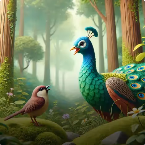 The Sparrow And The Peacock