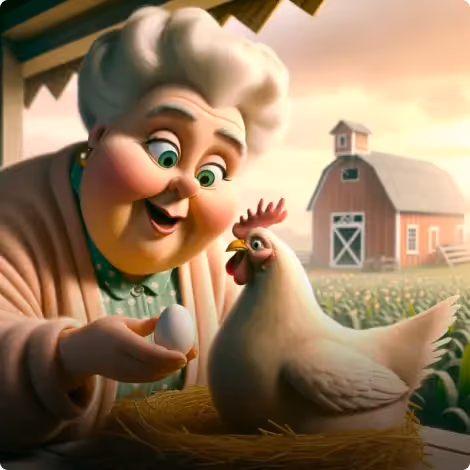A Woman and Her Hen