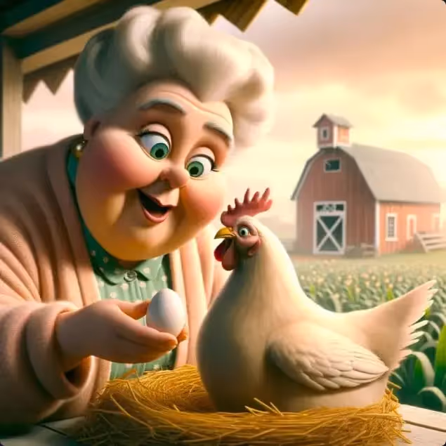 A Woman and Her Hen