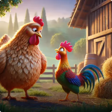 Old Hen and Young Rooster