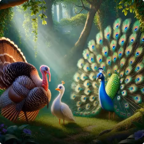 The Turkey, Peacock, and Goose