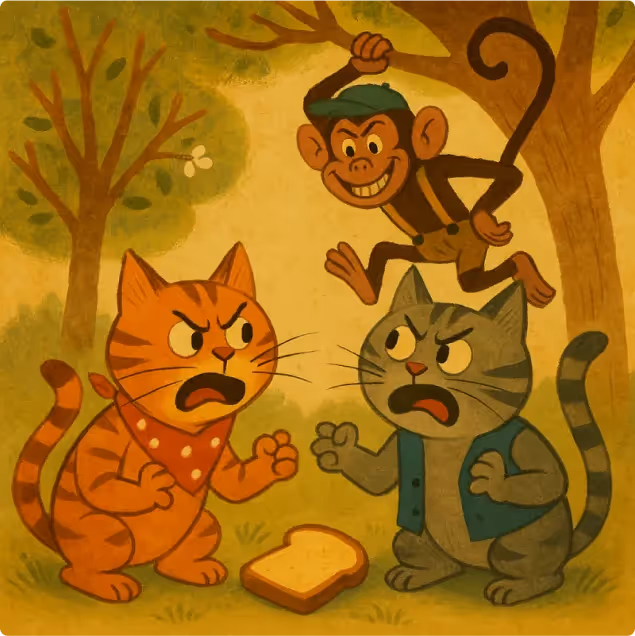 Two Cats and a Monkey