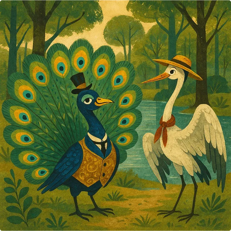 Aesop's Fables - The Peacock and The Crane