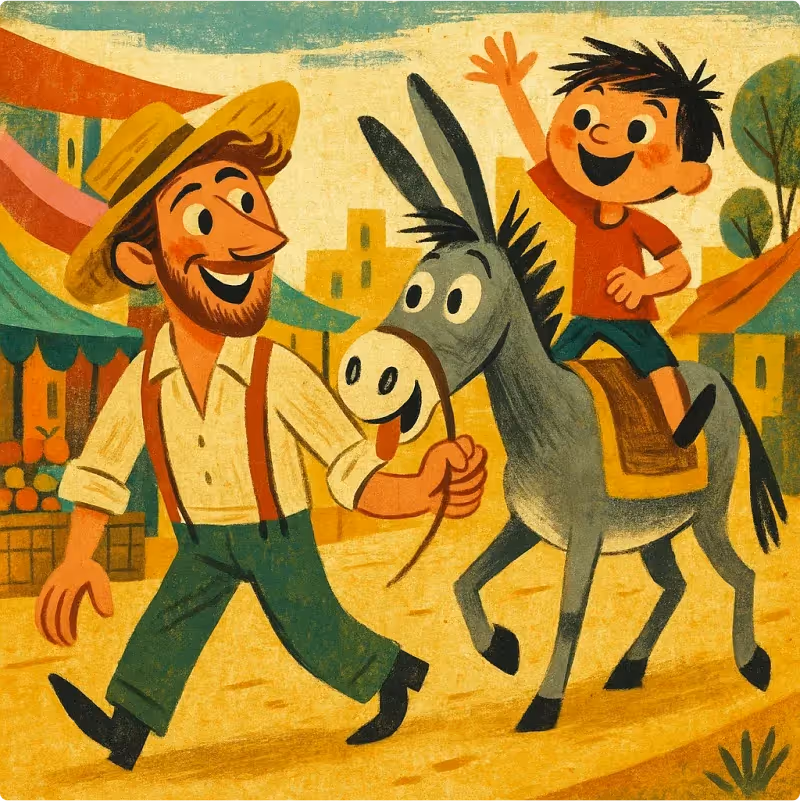 Aesop's Fables - The Man, The Boy, and The Donkey