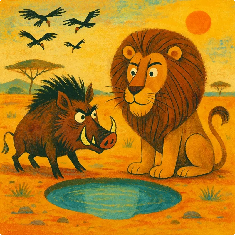 Aesop's Fables - The Lion and The Boar