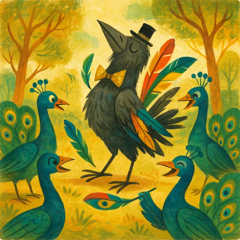 Aesop's Fables - A Jackdaw and Peacock Feathers