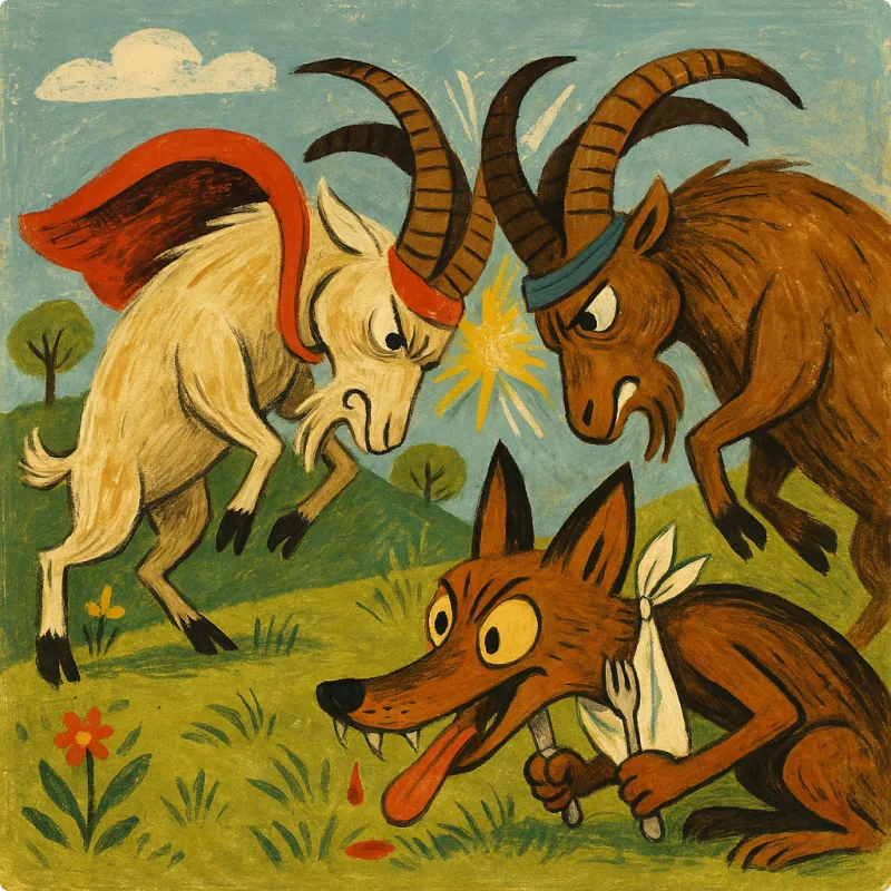 Panchatantra Fables - Fighting Goats and the Jackal