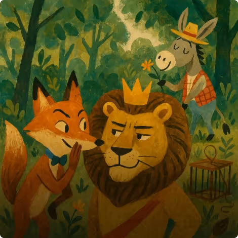 The Lion, Donkey and Fox