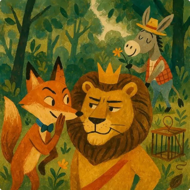 The Lion, Donkey and Fox