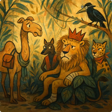 The Lion, The Camel, The Jackal and The Crow