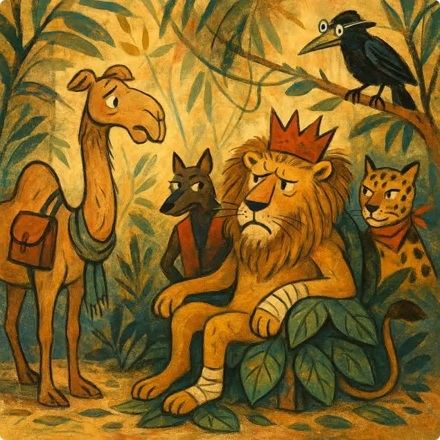 The Lion, The Camel, The Jackal and The Crow