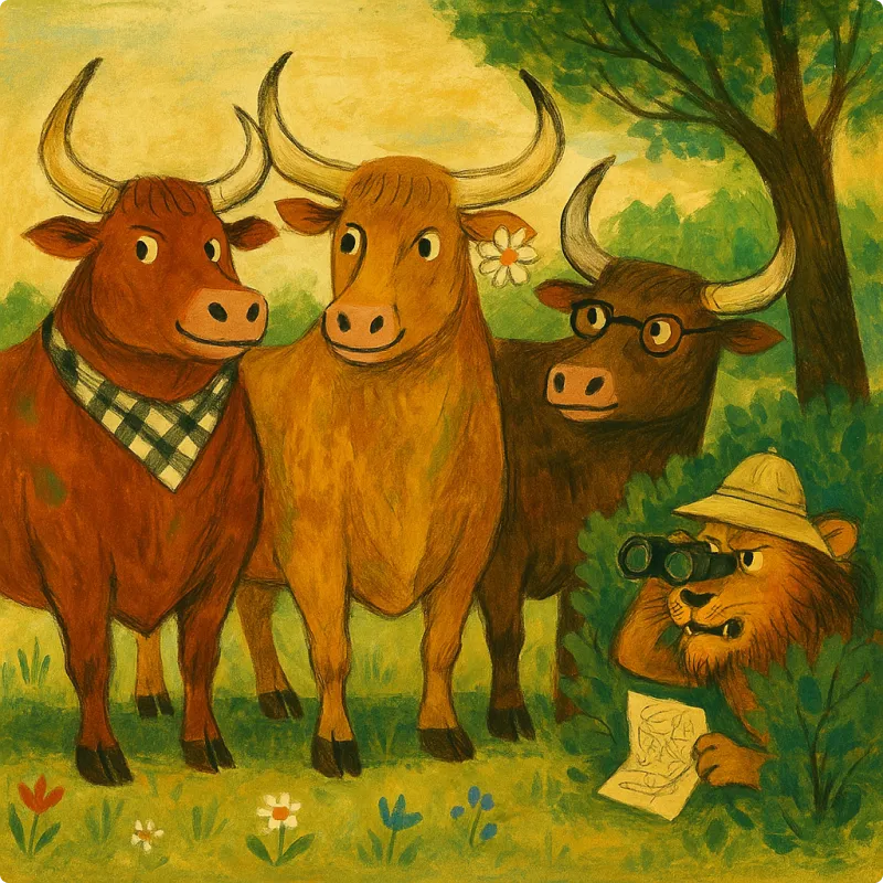 Aesop's Fables - The Lion and Three Bulls