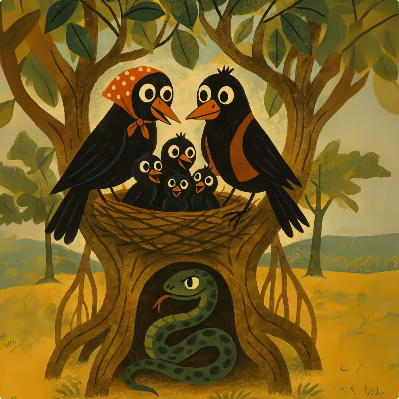 Panchatantra Fables - The Crows and the Serpent