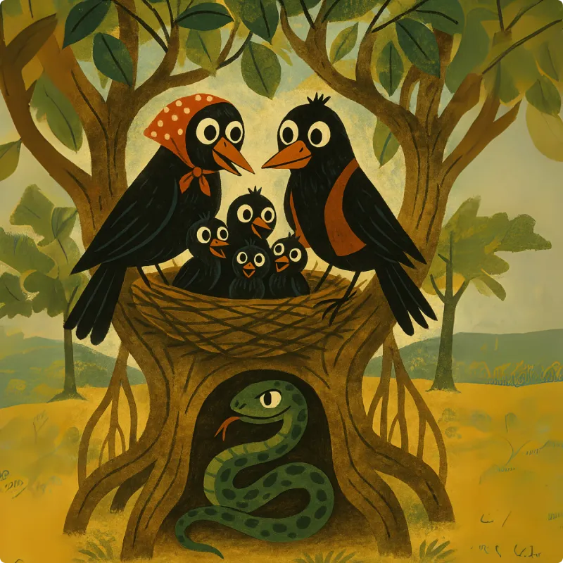 Panchatantra Fables - The Crows and the Serpent