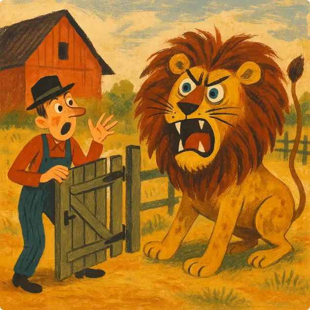 The Lion in A Farmyard