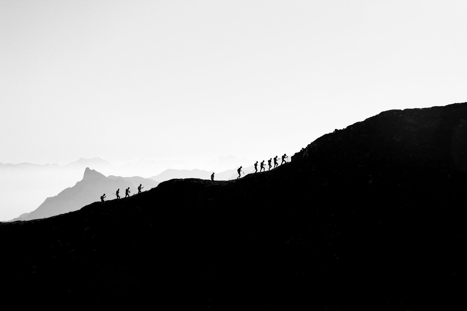 Ultra trail de Verbier, silhouettes on the ridge