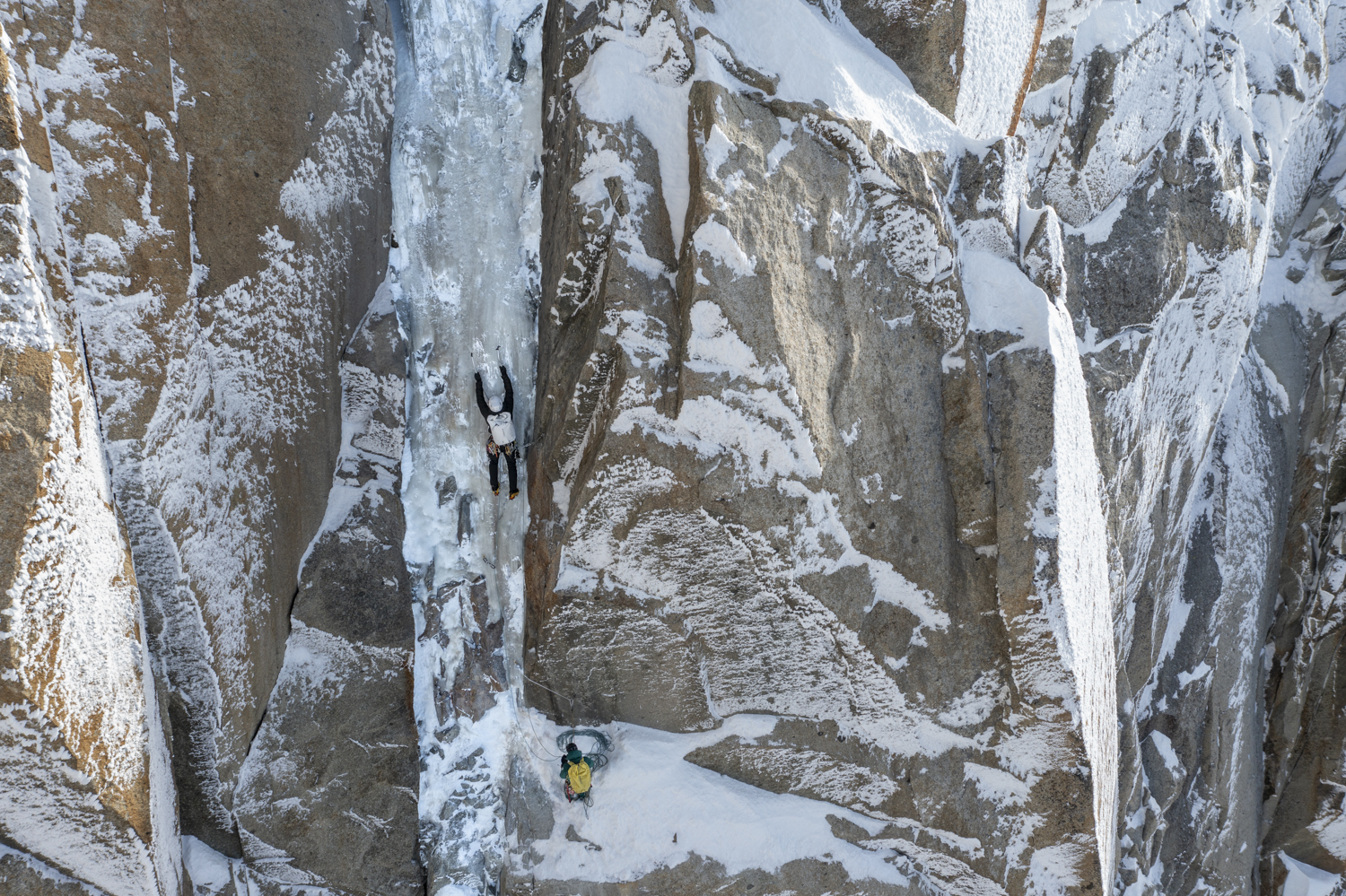 extreme  mountaineering in Aiguille du midi ,icy environment, outdoor aerial  alpinism photography
