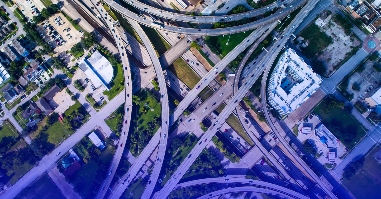 Aerial view of Houston's extensive infrastructure supporting rapid solar panel deployment across neighborhoods