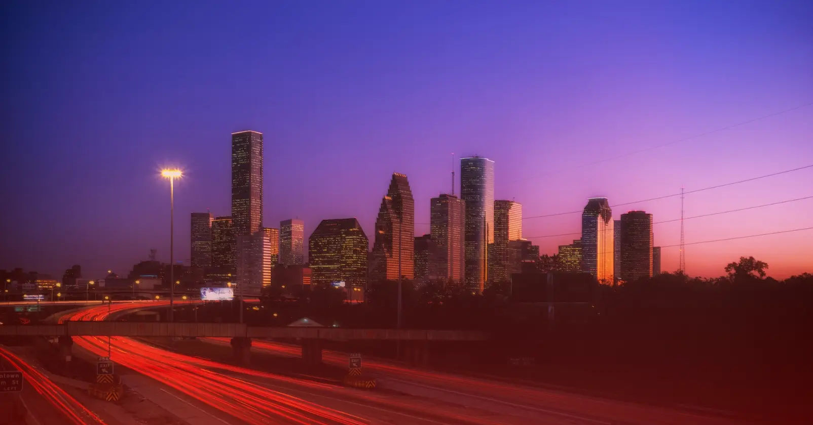 Houston Texas downtown skyline demonstrating the city's commitment to renewable solar energy adoption