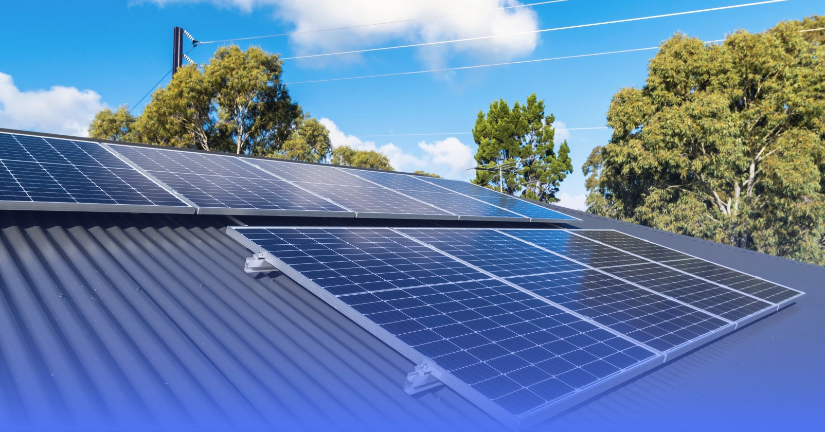 Solar panels on a metal roof