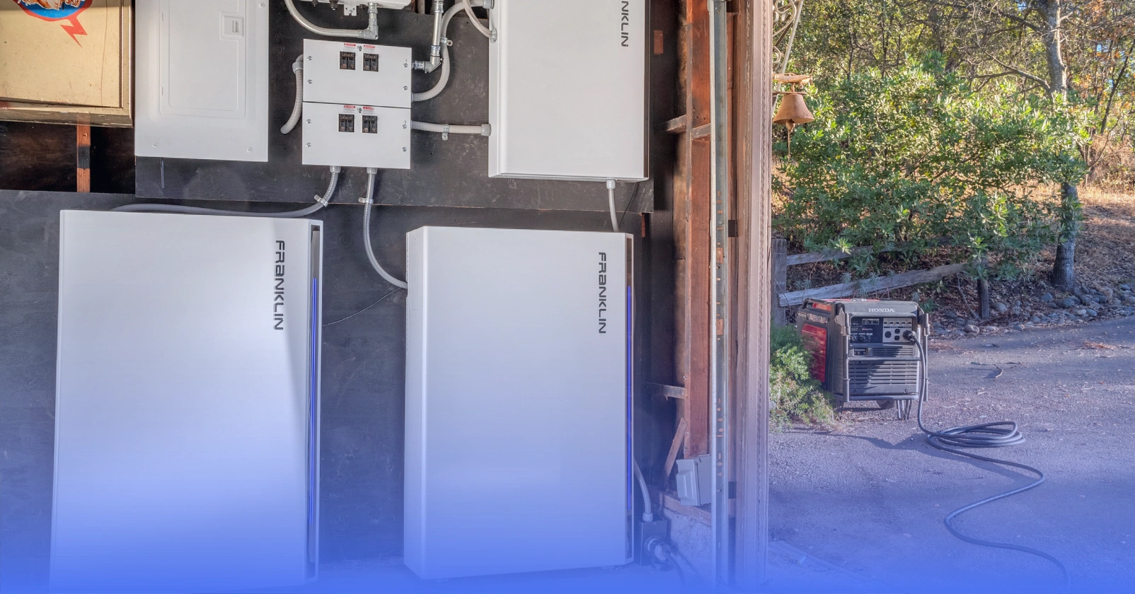 Franklin home battery backup system installed in a garage