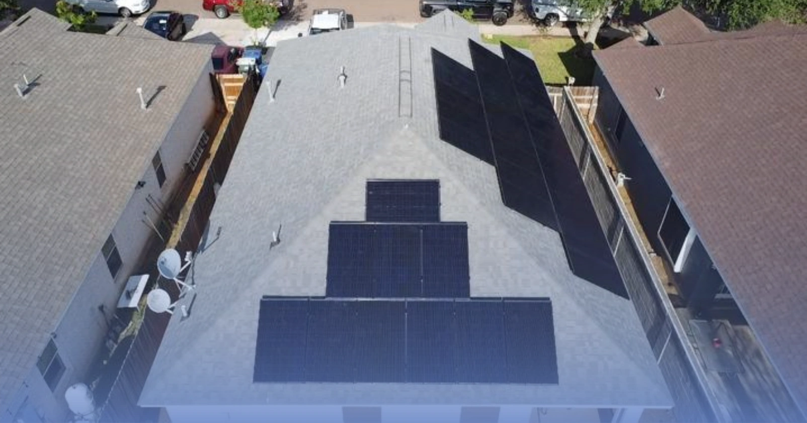 A professionally installed solar energy system on a roof in Texas performed by Lonestar Solar Services