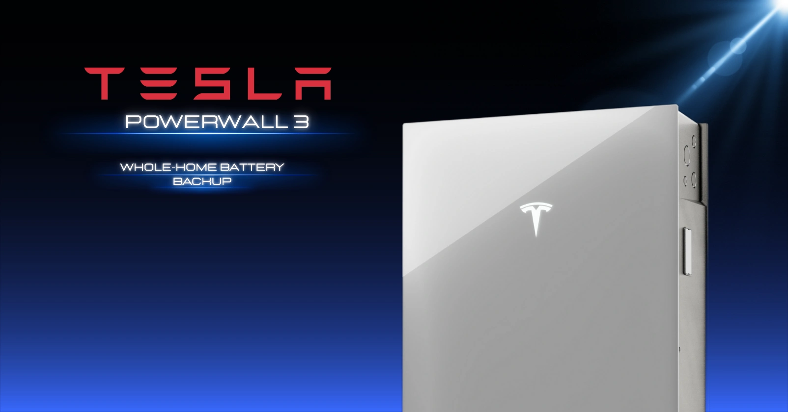 Tesla Powerwall 3 whole-home battery backup system in sleek white design