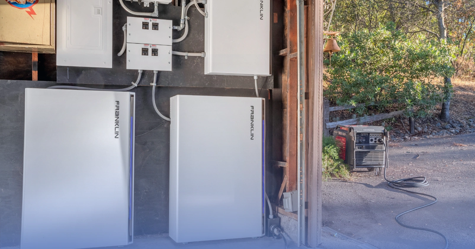 Battery backup systems installed in a residential garage