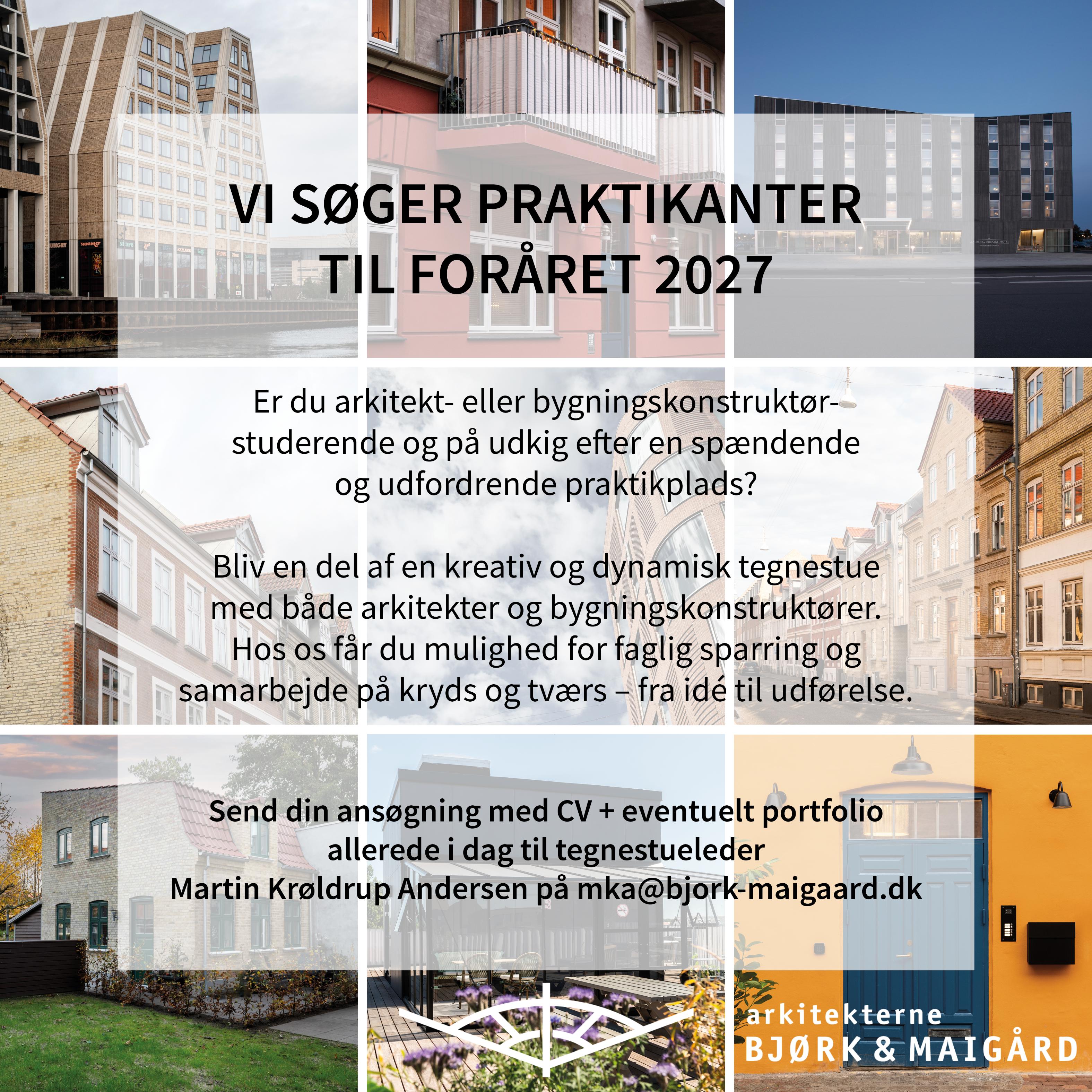 Er du arkitekt- eller bygningskonstruktørstuderende og på udkig efter en spændende praktikplads i foråret 2027?