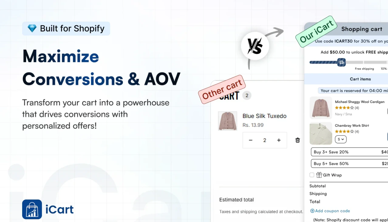 Presentation image of iCart app for Shopify