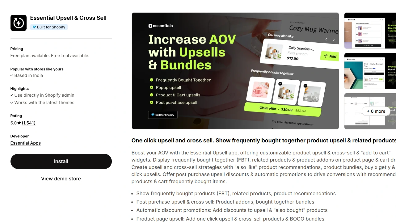 Presentation image of Essential Upsell & Cross Sell app for Shopify