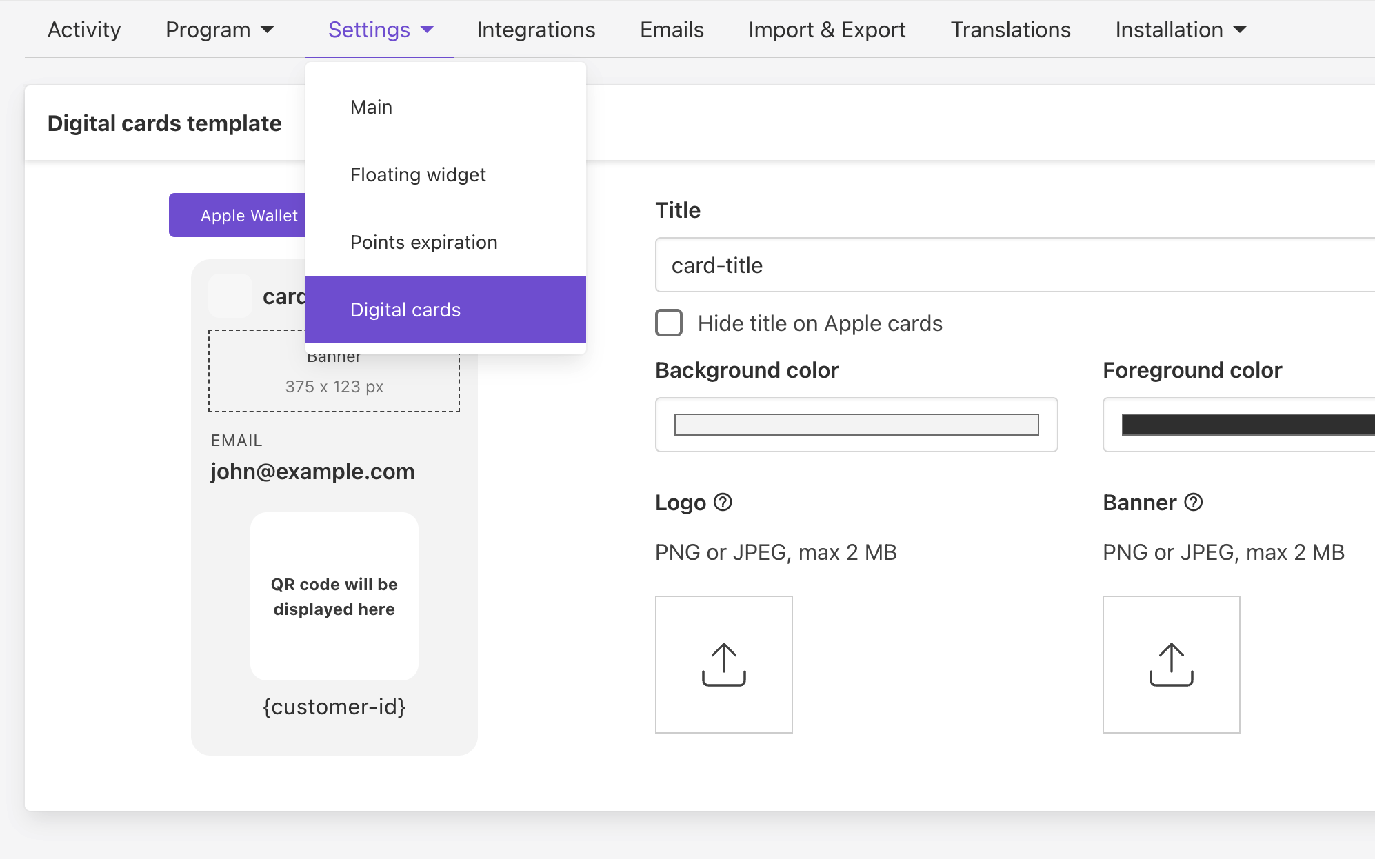 Accessing loyalty digital cards