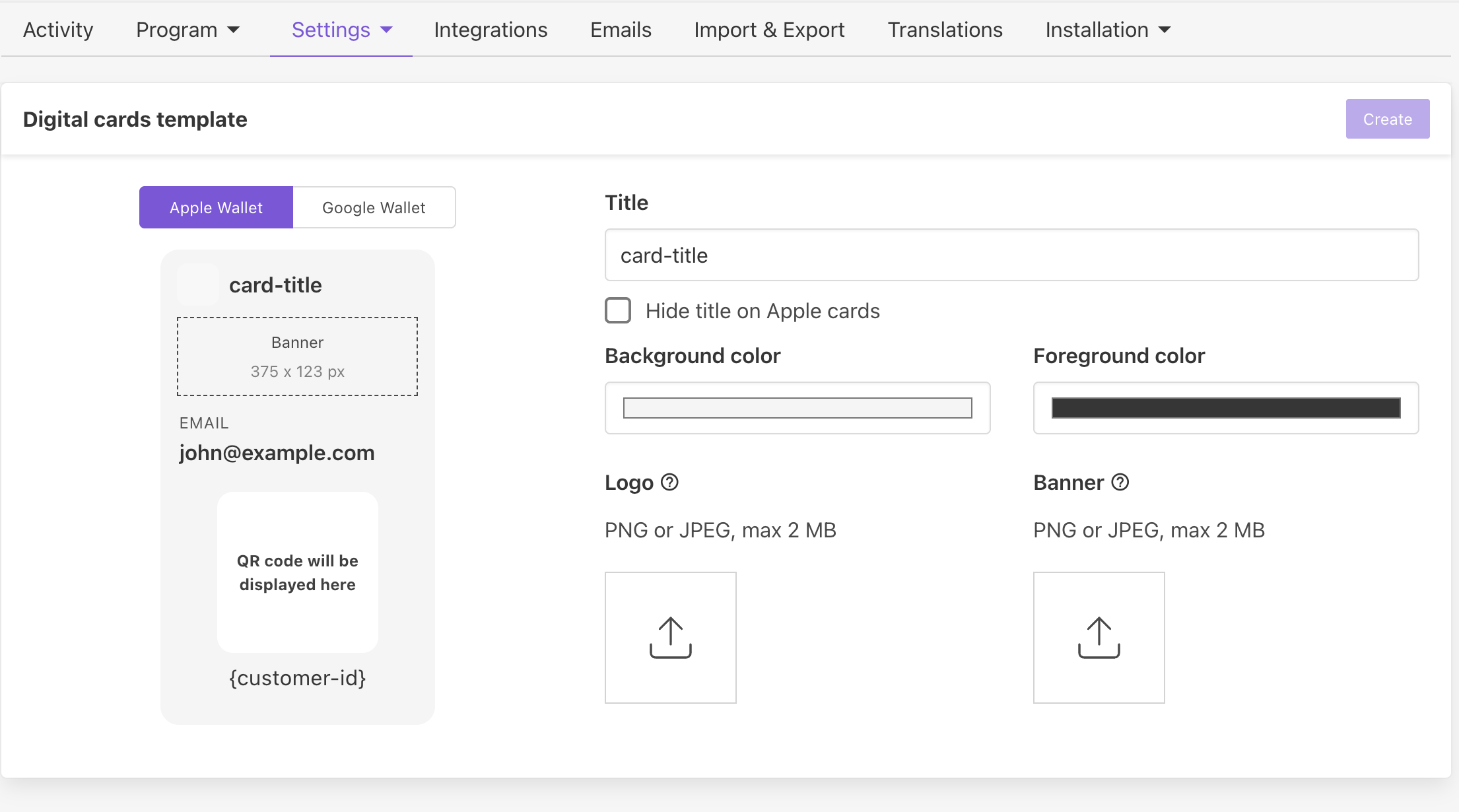 Designing loyalty digital cards