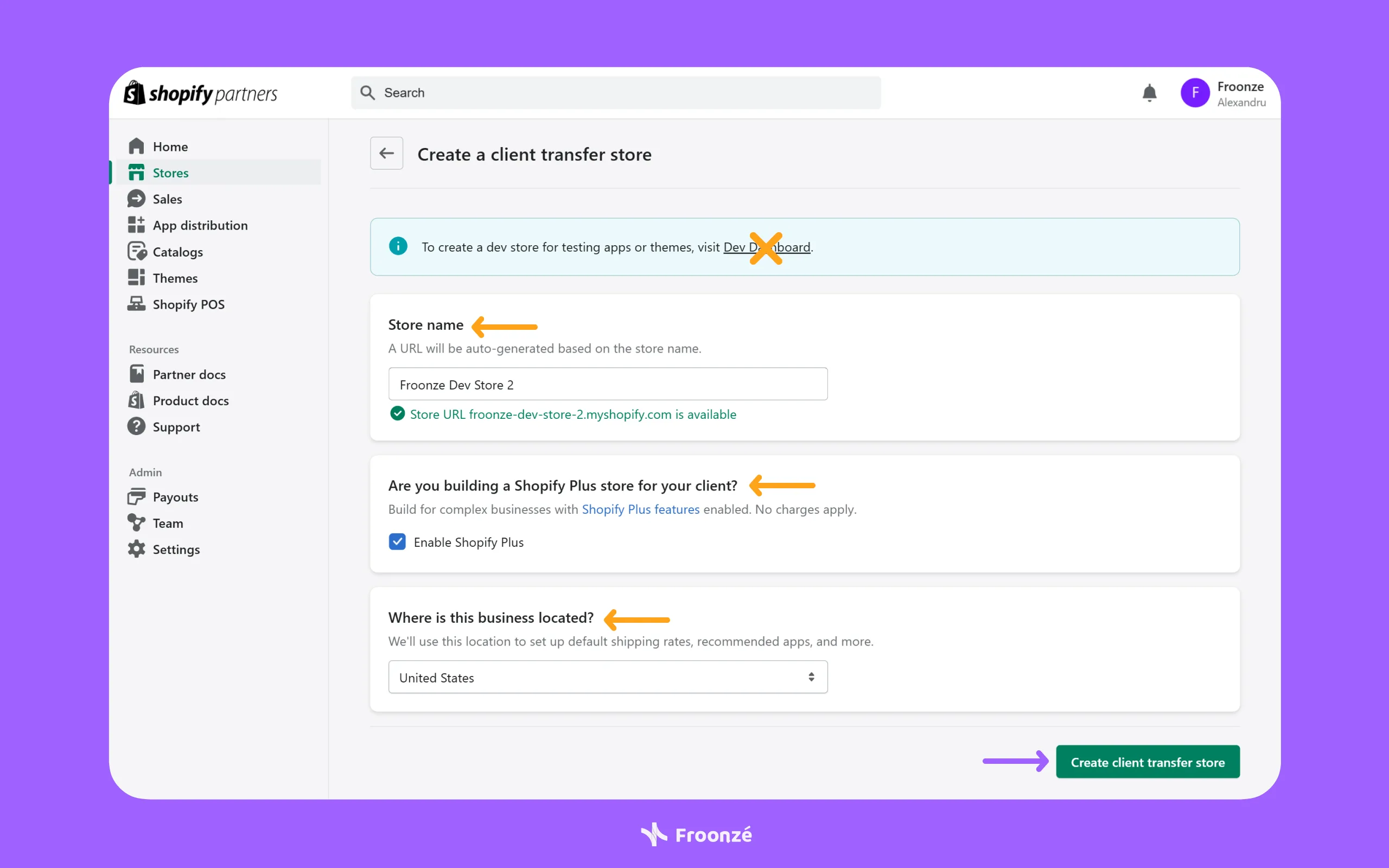 Create Shopify Development Store Image